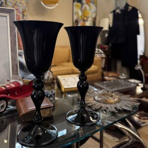 Coppia di Calici Fendi – Vetro di Murano Nero Ametista